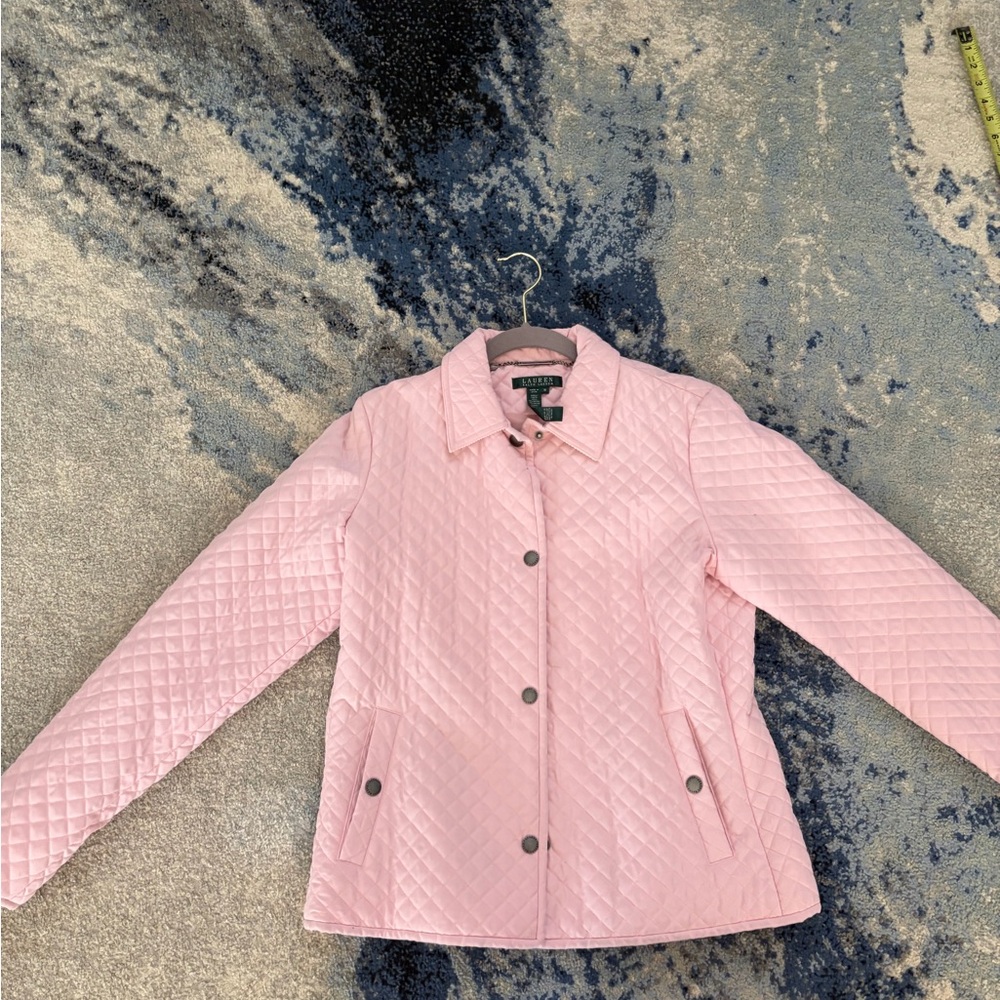 Lauren Ralph Lauren Womens Pink Long Sleeve Quilted Jacket Size Medium